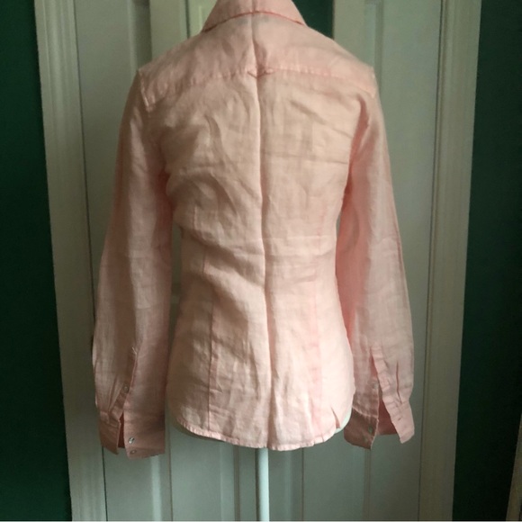 Peach 100% Linen Button Down Blouse/top size S - Picture 11 of 11